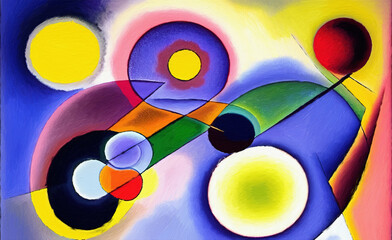 Digital painting abstract art in cubism style, graphic drawing expressionism artwork,  fashionable template for design