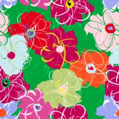Foto auf Leinwand floral seamless pattern background, with  flowers,  paint strokes and splashes © Kirsten Hinte