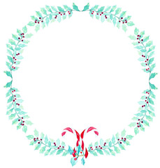 Christmas frame, watercolor holly Christmas border, wreath, New Year graphic elements for party invitations, birthday, wedding invitations , thank you cards, DIY projects, 500 dpi PNG with transparent