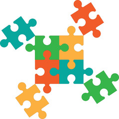 Professionally designed vector puzzle pieces on a white background