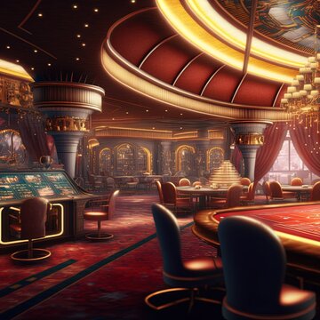 Abstract casino interior Blurred background.  Gambling symbol in cartoon style. 