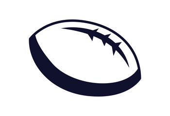 Vector illustration of blue, white rugby ball - sports logo.