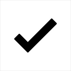 Black check mark icon. Tick symbol in black color, vector illustration.