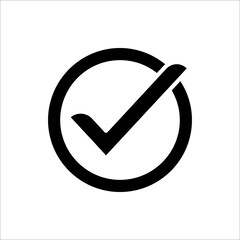Black check mark icon. Tick symbol in black color, vector illustration.