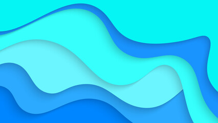 Fototapeta premium Modern Dynamic Blue Waves Papercut Style Background Design