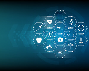 Medical symbols health innovation background