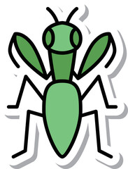 ミニステッカー昆虫イラストアイコン カマキリ