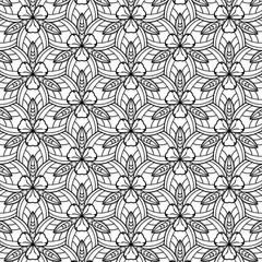 Black and white mystical florals pattern.