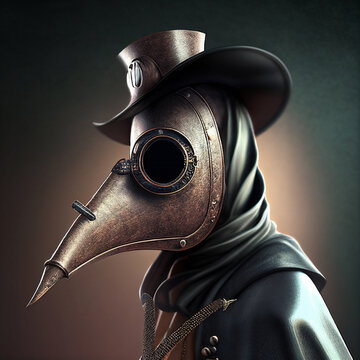 Steampunk stylek Halloween fantasy:scary plague doctor mask made with generative AI
