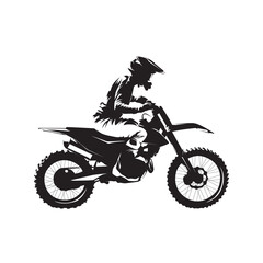 Fototapeta na wymiar Motocross rider, isolated vector silhouette, side view. Ink drawing