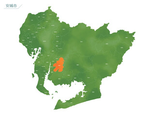 水彩風の地図　安城市.