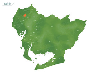 Obraz premium 水彩風の地図 岩倉市.