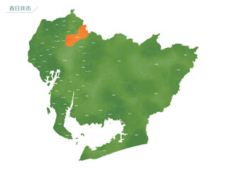 水彩風の地図　春日井市
