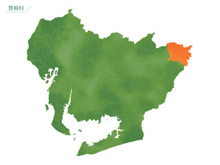 水彩風の地図　豊根村