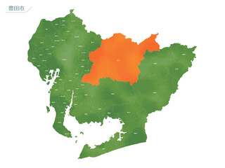 水彩風の地図　豊田市.