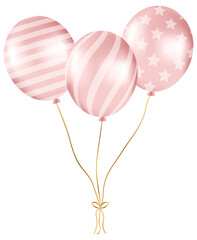 Bunch of pearl balloons in rose tones. Balloons for party decorations