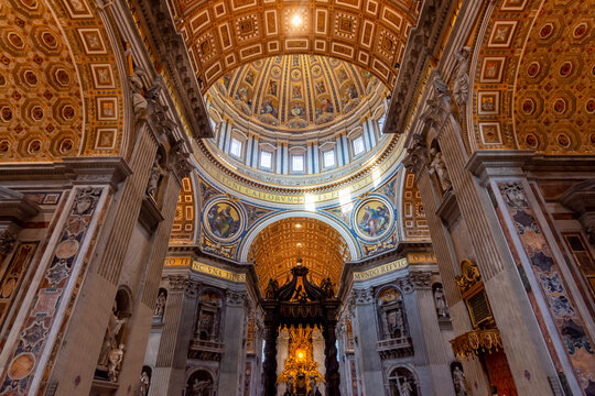 Vatican - October 2022: Interiors of St. Peter's basilica in Vatican