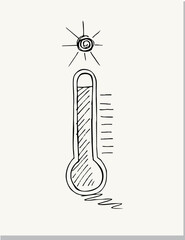 Sketch of Thermometer icon on paper background vector, vector illustration