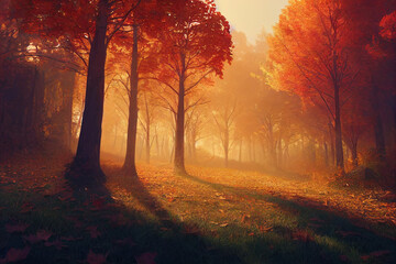 Obraz premium Autumn landscape paint