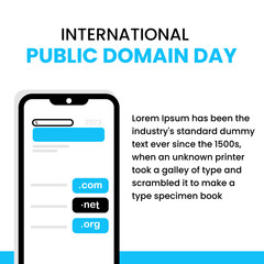 simple blue color international public domain day poster