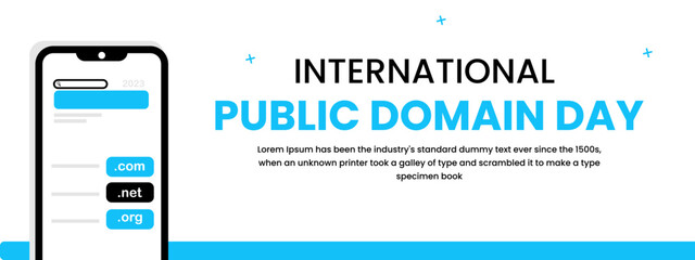 Obraz premium simple blue color international public domain day poster