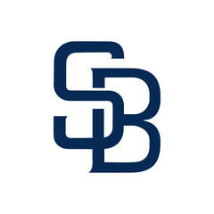 SB monogram logo signature icon.Alphabet initials isolated on light fund.Intertwined letter s, letter b.Lettering sign.Modern design, web, tech, corporate style characters.Geometric typography.