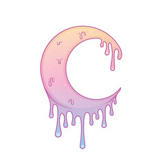 melting crescent colorful rainbow moon © OreNyee