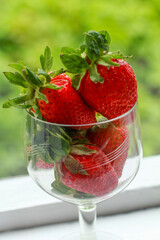 fresh strawberries in a glass