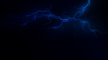 Light blue isolated vector lightning png. Magic light abstract lines. Realistic natural lightning neon effects, black transparent background.	