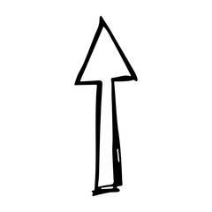 Hand drawn ink arrow illustration in sketch style. Business doodle clipart. Single element for design