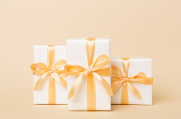 Gift boxes on color background