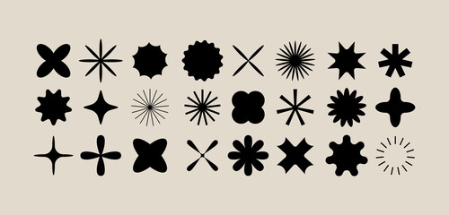 Vector set of different geometric shapes and elements. Brutalist design icons and signs. Basic forms - obrazy, fototapety, plakaty