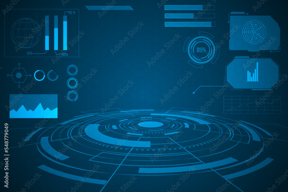 Poster abstract technology futuristic concept hud interface hologram elements of digital data and circle