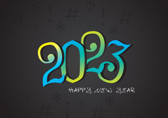 colorful and interconnected new year 2023 vector with fun design