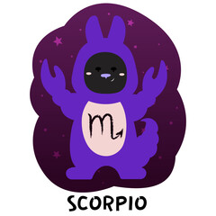 Zodiac sign Scorpio. Black rabbit vector illustration