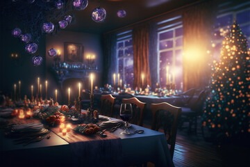 Empty Christmas Dinner, AI Generated Illustration