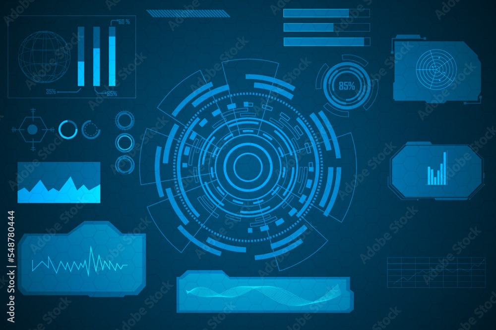 Poster abstract technology futuristic concept hud interface hologram elements of digital data and circle