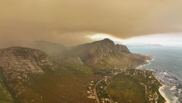 Wildfires at Betty's Bay, near Cape Town in South Africa