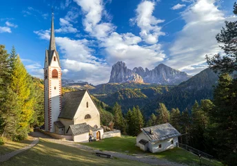 Photo sur Plexiglas Dolomites San Giacomo chruch in Italian dolomites mountains ( Ortisei )