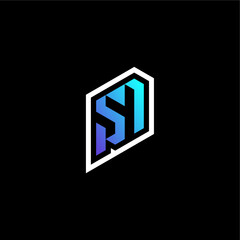 SN initial blue and white esport logo and monogram gaming ideas © rudi