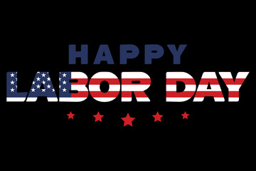 Labor day vector font with american flag.