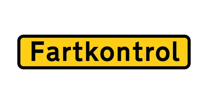 Speed control road sign called fartkontrol in Danish language