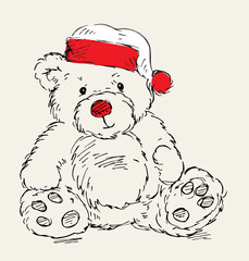 Cute Teddy bear, doodle illustration 
