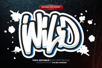 Wild Blue style graffiti 3D Editable Text Effect - obrazy, fototapety, plakaty