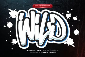 Gordijnen Wild Blue style graffiti 3D Editable Text Effect © agungkreatif