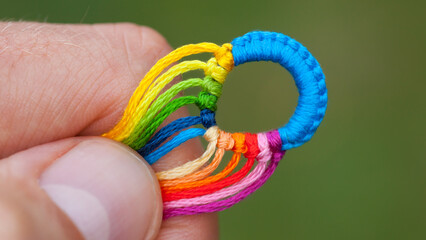 Friendship bracelet teardrop loop - The beginning of the bracelet knotting.