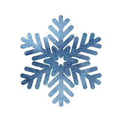 Watercolor hand painted illustration of snowflake. Isolated on transparent background