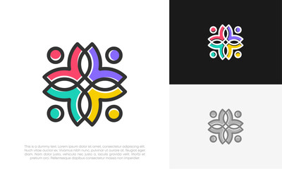 abstract people and human family logo design vector