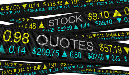 Stock Quotes Ticker Investment Share Prices Buy Sell Market 3d Illustration