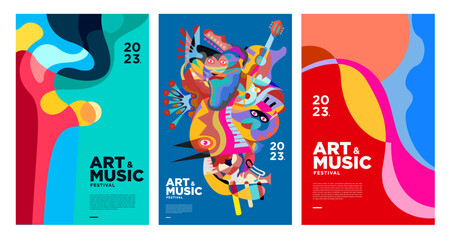 Summer Colorful Art and Music Festival Poster and Cover Template 2023